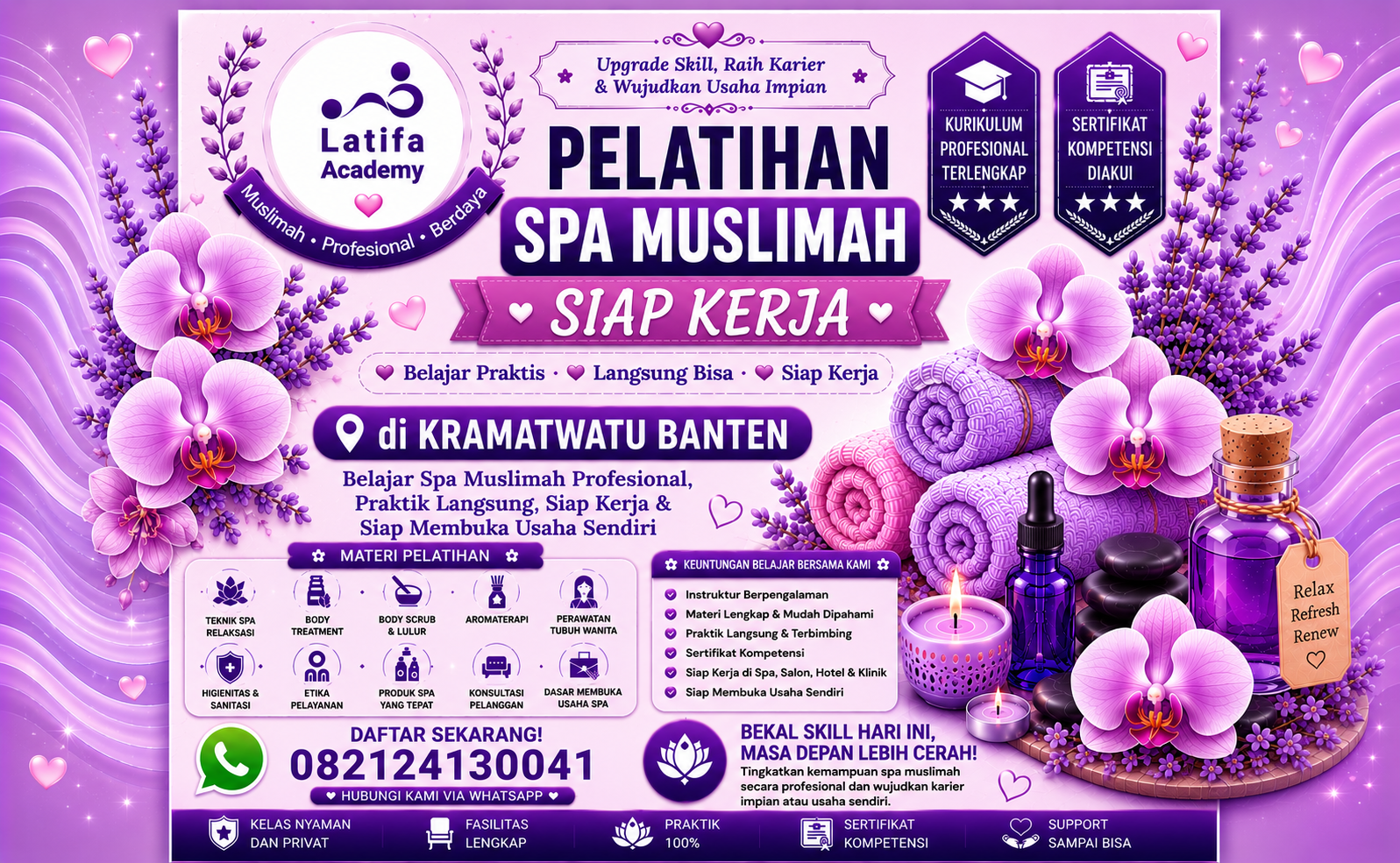Pelatihan Spa Muslimah Siap Kerja di Kramatwatu Banten 082124130041